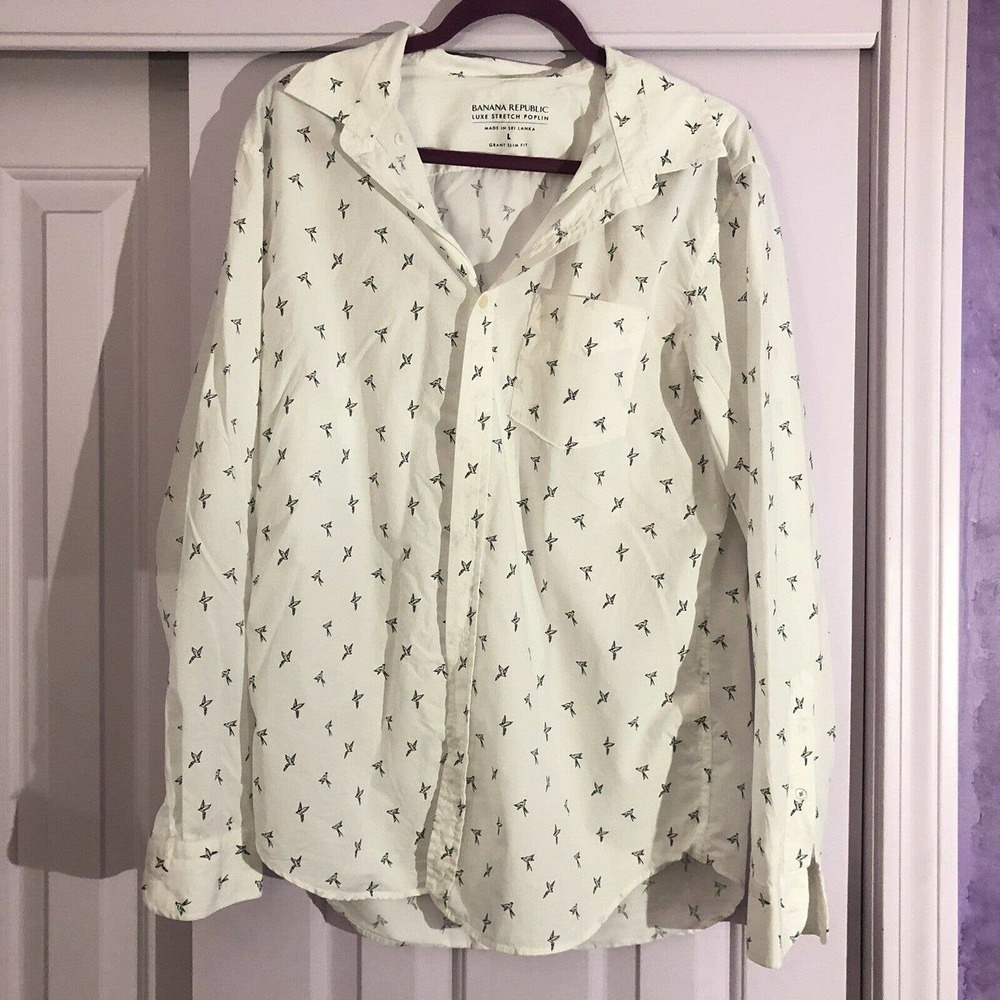 Banana Republic Large Button Down Parrot Bird L